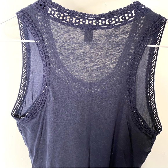 J. Crew Navy Blue Crochet Lace Silk Tank Top - Picture 7 of 7